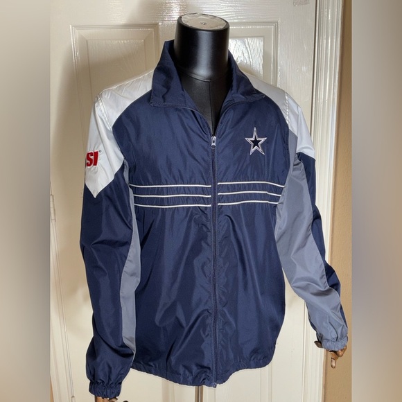 NFL Reebok Team Apparel Dallas Cowboys Men's Windbreaker Jacket - Blue Size L​